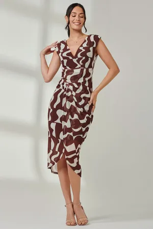 Jolie Moi Mesh Wrap Ruched Bodycon Dress