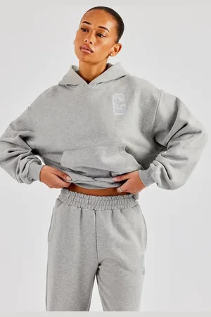 CERNUCCI Embroidered C Boxy Hoodie - Grey Marl