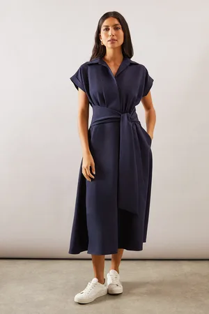 wallis Front Tie Shirt Midi Dress