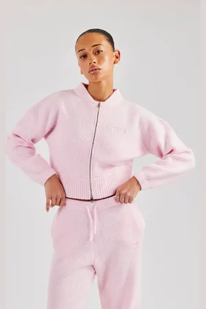 CERNUCCI Knitted Zip Front Bomber - Baby Pink