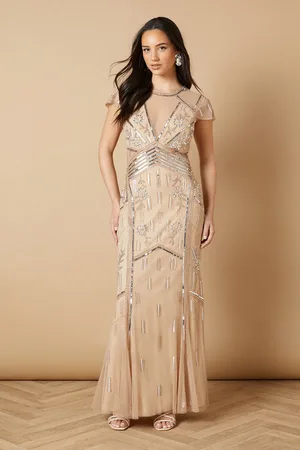 Oasis Hand Embellished Mesh Maxi Dress