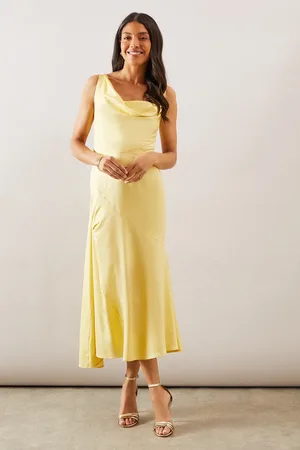 wallis Satin Asymmetric Midaxi Dress
