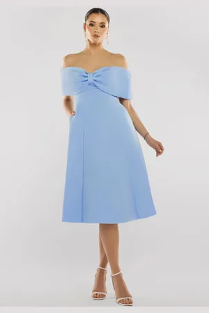 Goddiva Bow Off The Shoulder A Line Midi Dress
