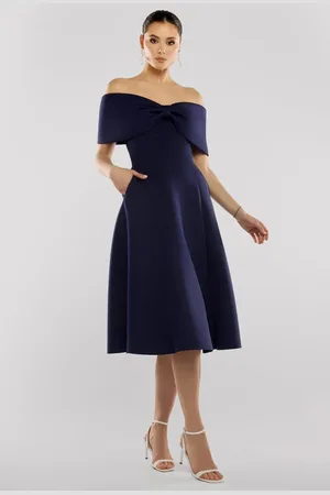 Goddiva Bow Off The Shoulder A Line Midi Dress