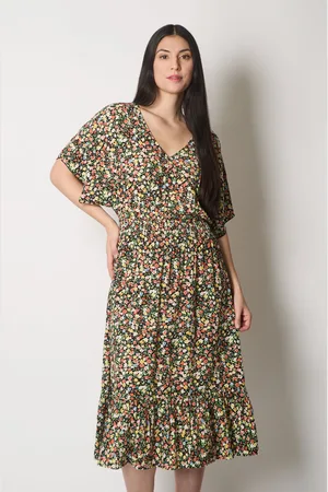 Asolo Abstract Print Ruffle Hem Dress