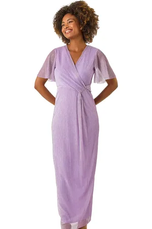 Roman Metallic Plisse Bodycon Maxi Dress