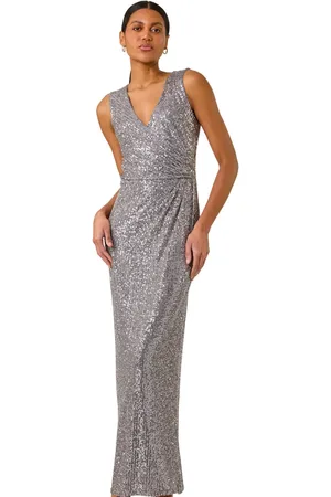 Roman Sequin Twist Detail Maxi Dress