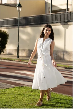 Yumi Flower Broderie Anglaise Cotton Shirt Dress