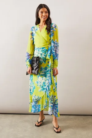 wallis Floral Ruffle Wrap Maxi Dress