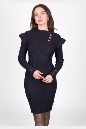Asolo Ruffled Button-Detail Ribbed Dress
