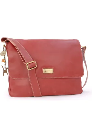 Catwalk Collection Handbags Sabine L Large Distressed Leather Messenger Work Bag