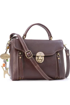 Catwalk Collection Handbags Athena Leather Top Handle Bag With Detachable Crossbody Strap