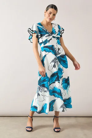 wallis Floral Ruffle Twist Midaxi Dress