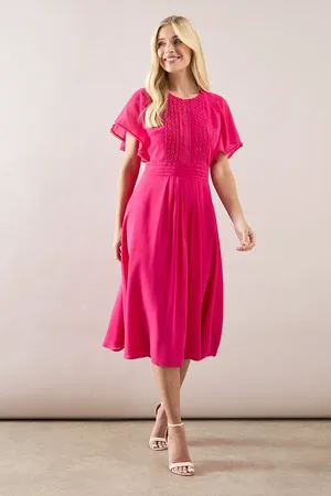 wallis Petite Lace Trim Detail Cape Midi Dress