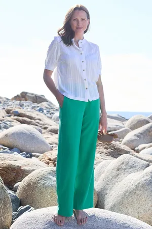 LILY & ME Grace Trouser Plain Linen Navy