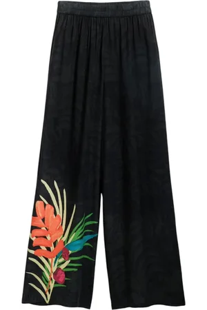 Desigual Wide Leg Pants Floral Print Women