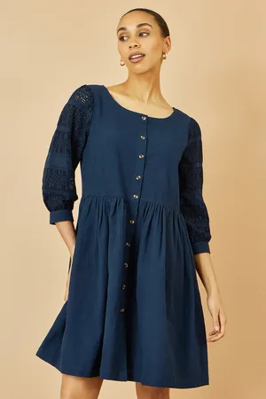 Yumi Cotton Tunic With Broderie Anglaise Puff Sleeves