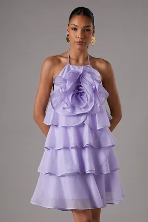 Coast Corsage Trim Layered Halter Neck Mini Dress