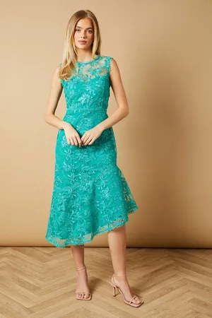 Oasis Floral Lace Scallop Detail Midi Dress