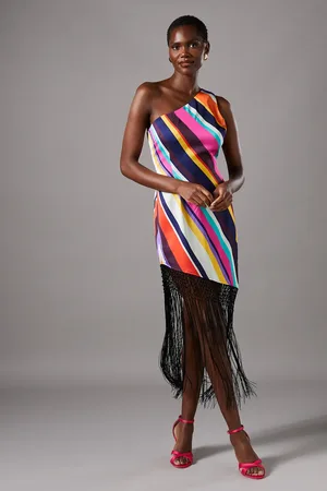 Coast Stripe Ladder Fringe Maxi Dress