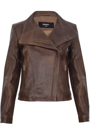 Infinity Classic Leather Shawl Wrap Biker Jacket - Morpeth