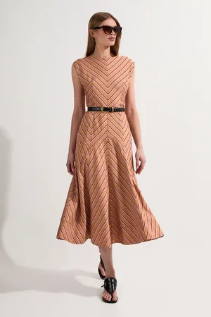 Karen Millen Cotton Stripe Full Skirted Midi Dress