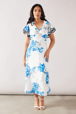 wallis Petite Floral Ruffle Twist Midaxi Dress