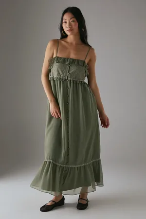 warehouse Petite Lace Ruffle Strappy Midi Sundress