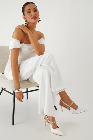 MissPap Diamante Strap Satin Pointed Heels