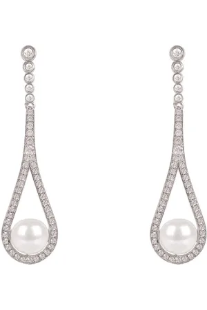 Latelita Cradled Pearl Drop Earrings Silver