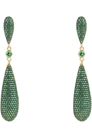Latelita Long Drop Earrings Emerald Cz