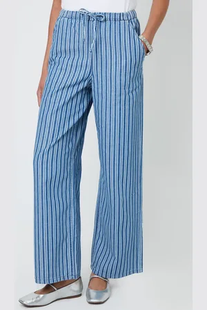 Threadbare Striped Baggy Leg Denim Trousers