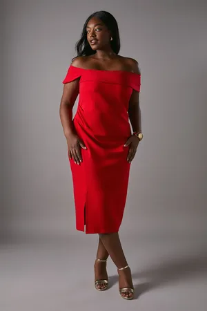 Coast Plus Cold Shoulder Ruched Detail Midi Dress