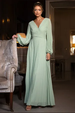 Goddiva Balloon Sleeve Chiffon Maxi