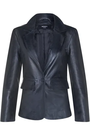 Infinity One Button Leather Blazer Jacket-Newhaven