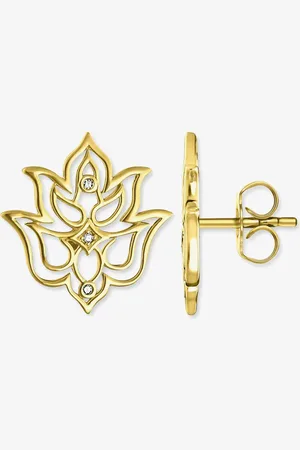 Thomas Sabo Ladies Plated Diamond Lotus Flower Ornamentation Earrings D_H0007-924-39