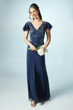 Coast Trailing floral Tie Back Embellished Bridesmaids Dress
