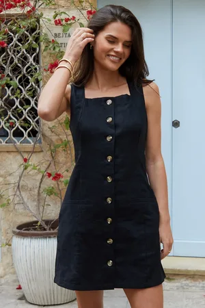 Threadbare Linen Blend Waistcoat Dress