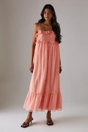 warehouse Lace Ruffle Strappy Midi Sundress