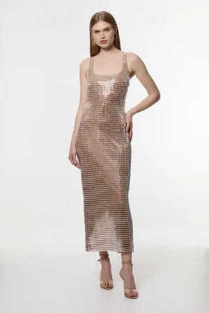 Karen Millen Petite Premium Crystal Embellished Jersey Midi Dress