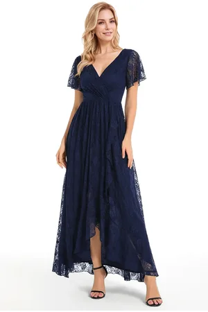 Ever Pretty Ruched Ruffled Lace Hight Low Wedding Guest Dresses