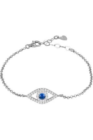 Latelita Evil Eye Elliptical Bracelet Blue Silver