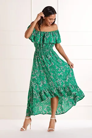 Yumi Floral Bardot Maxi Dress
