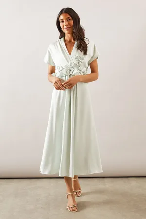 wallis Crinkle Satin Flower Corsage Dress