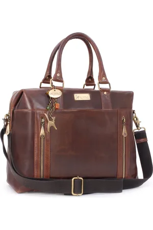 Catwalk Collection Handbags Vienna Leather Travel Holdall With Cross Body Strap