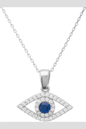Latelita Evil Eye Elliptical Necklace Blue Silver