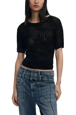 Desigual Open Weave Knit Top Short Sleeves Women - Shirts