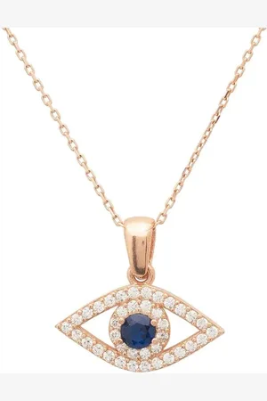 Latelita Evil Eye Elliptical Necklace Blue Rosegold