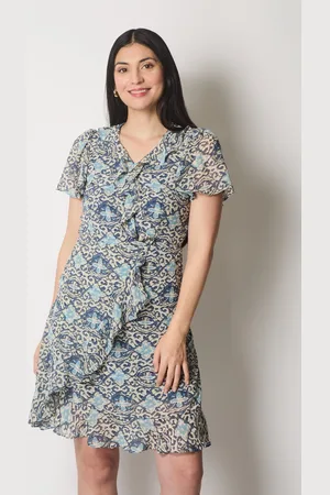 Asolo Printed Ruffle Wrap Dress
