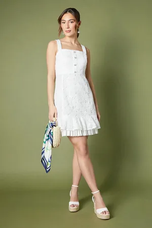 Coast Strappy Square Neck Lace Mini Dress